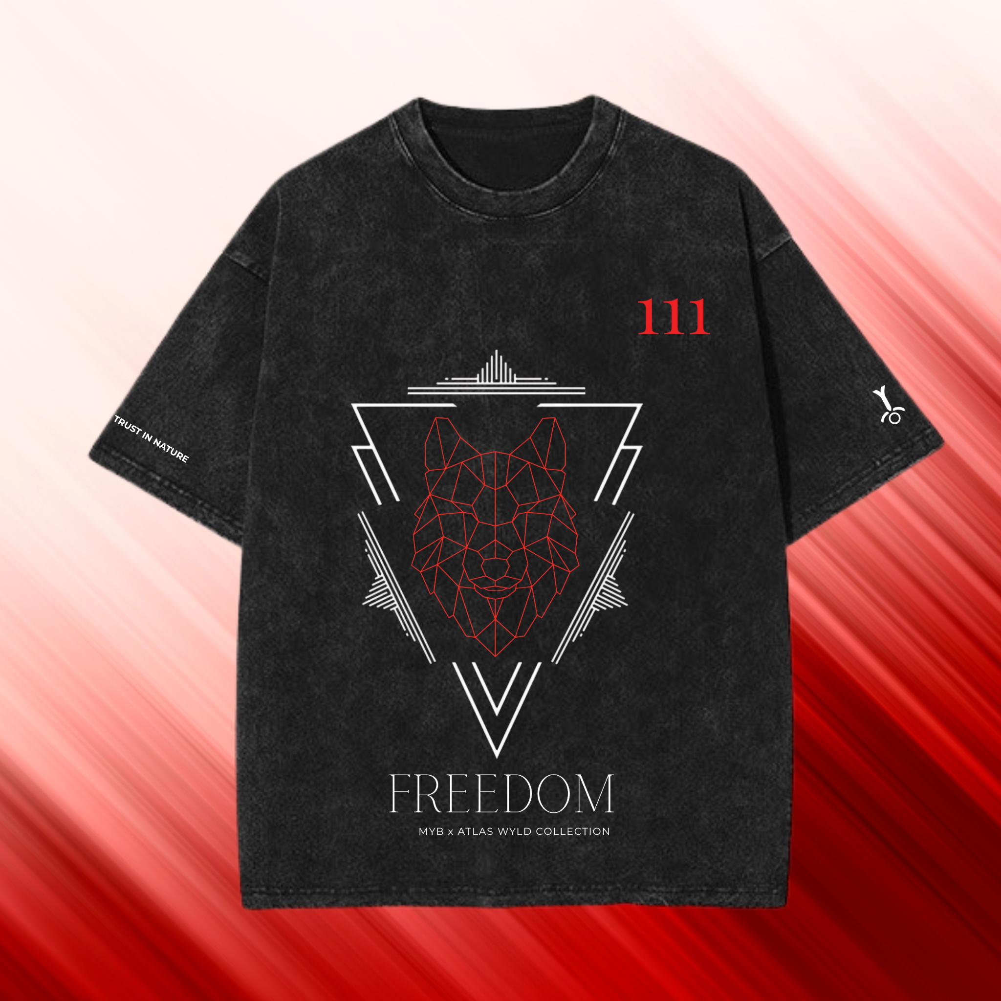 Signature "Wolf Spirit" Acid Wash Oversized Tee - Atlas Wyld Collection