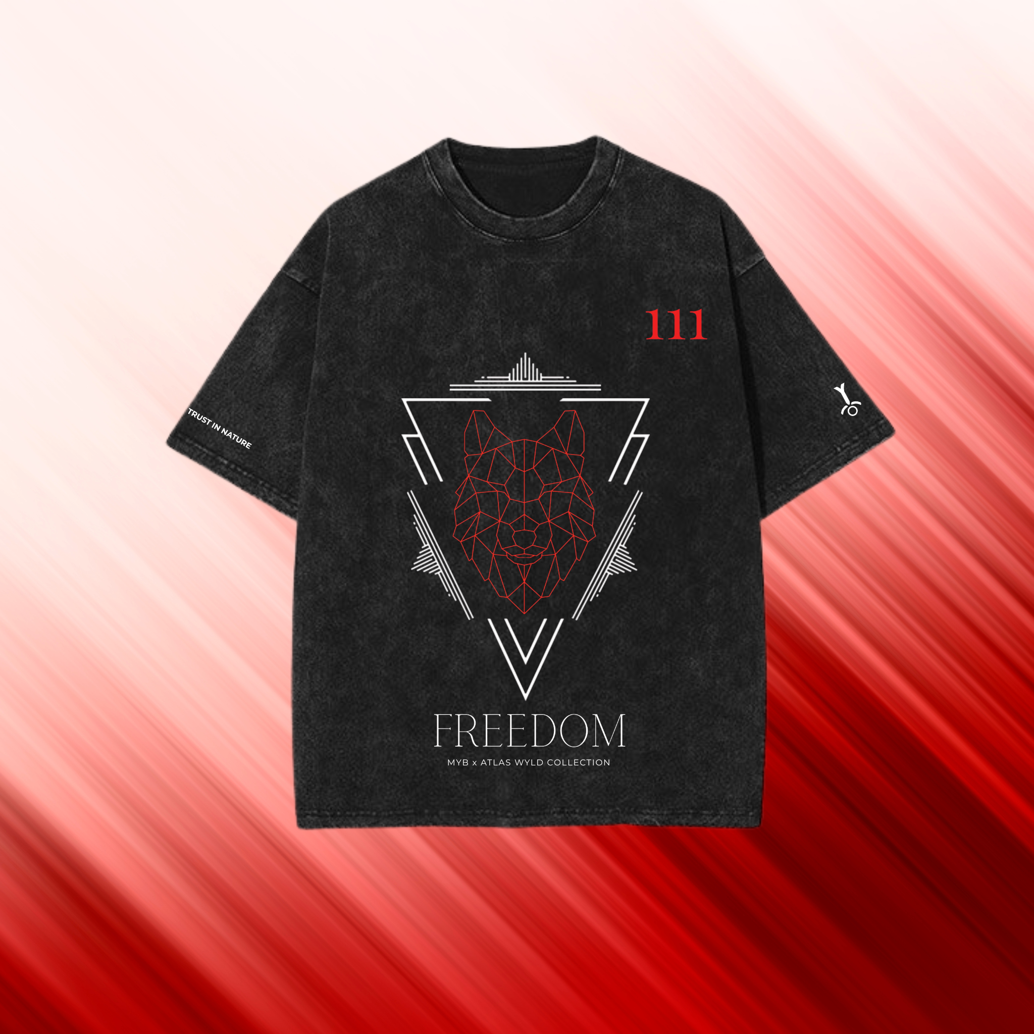 Signature "Wolf Spirit" Acid Wash Oversized Tee - Atlas Wyld Collection