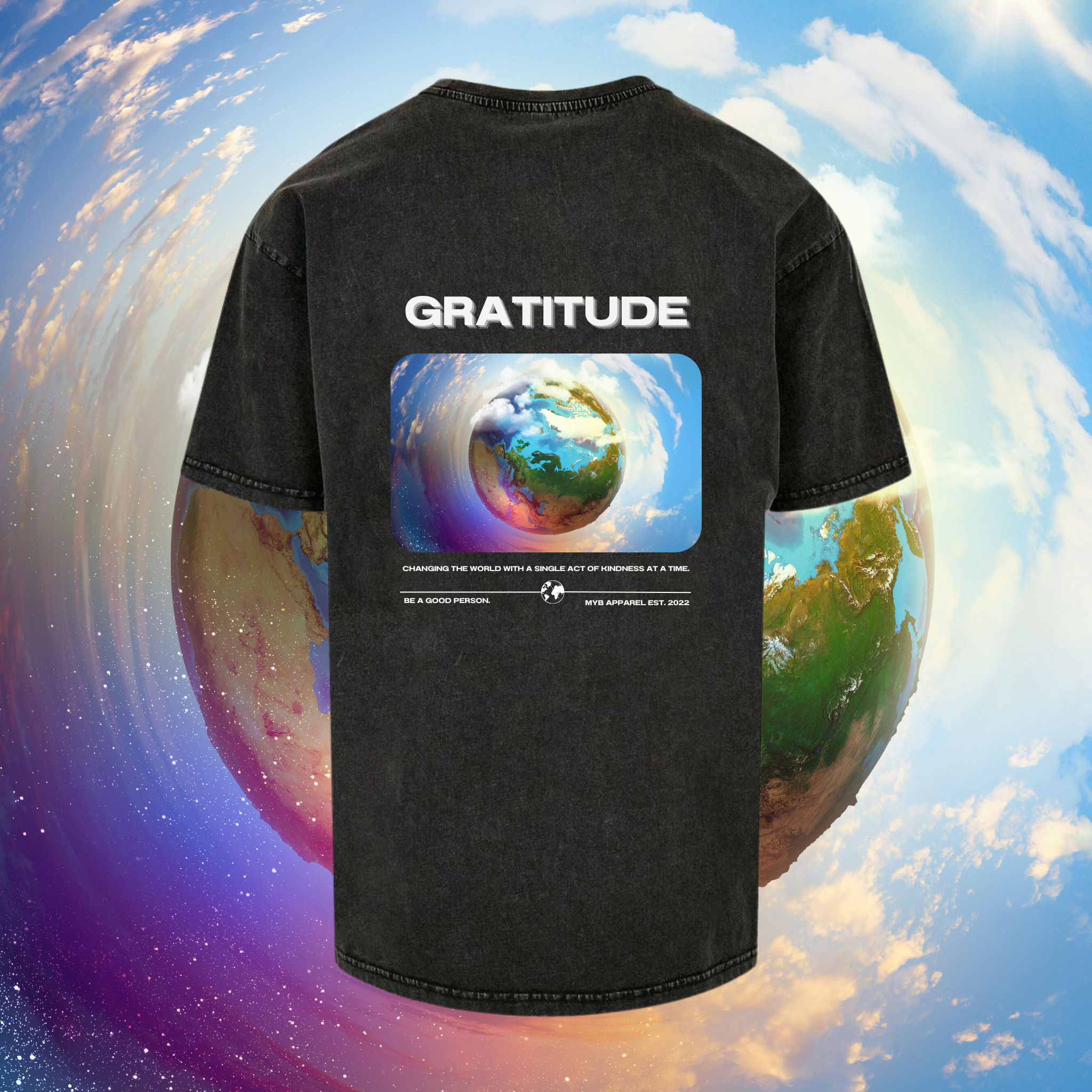 Classic Gratitude Club Oversized Acid Wash Tee