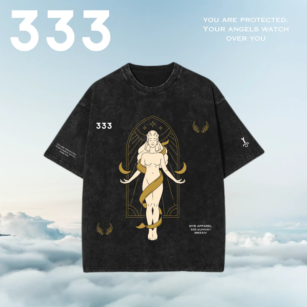 333k Tシャツ Signature 333 Oversized Acid Wash Tee