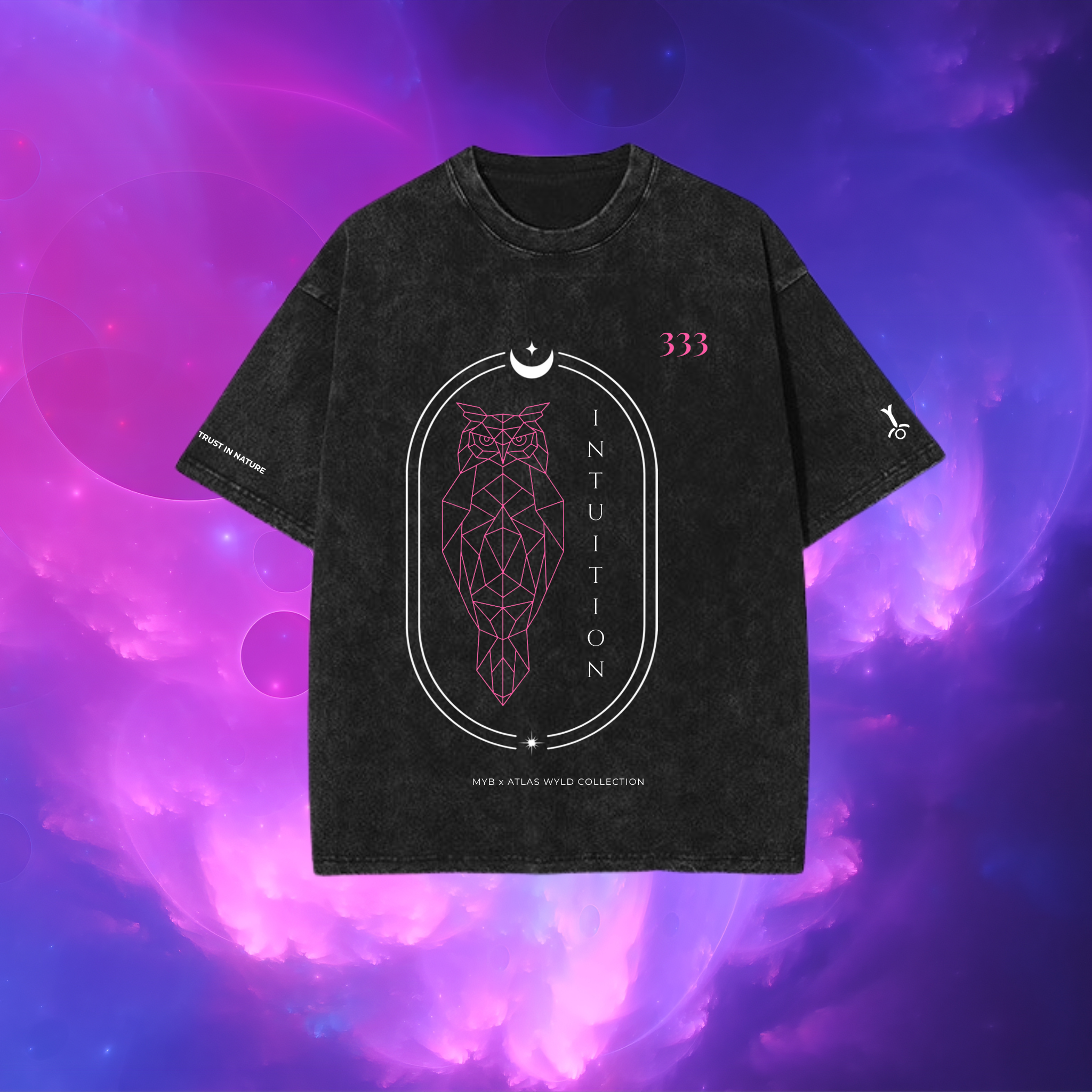Signature "Owl Spirit" Acid Wash Oversized Tee - Atlas Wyld Collection