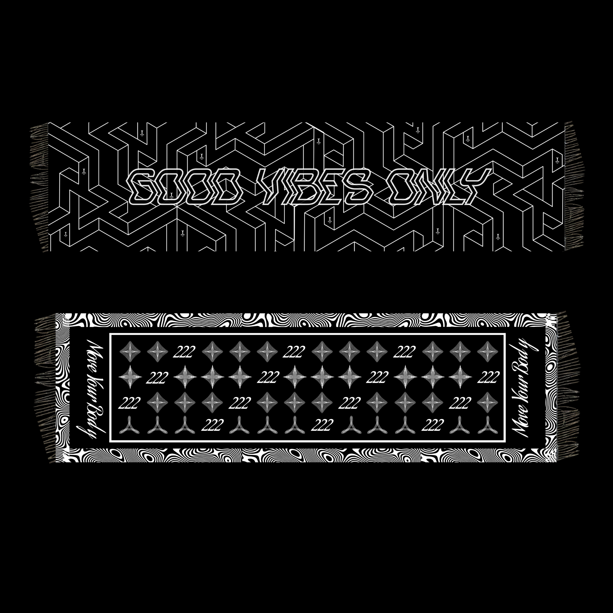 GOOD VIBES ONLY 222 REVERSIBLE PASHMINA