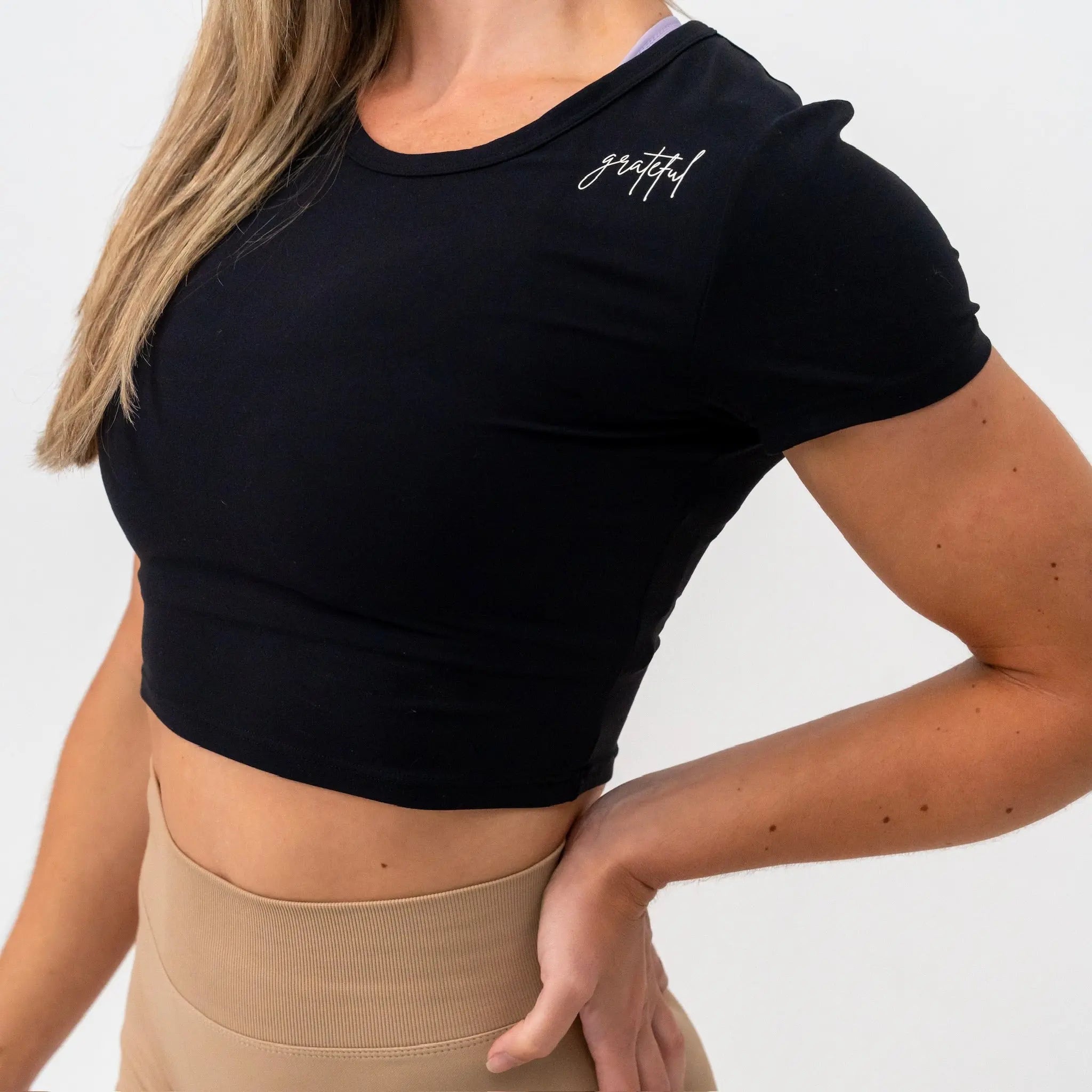 LYCRA FITTED CROP TEE MYB Apparel