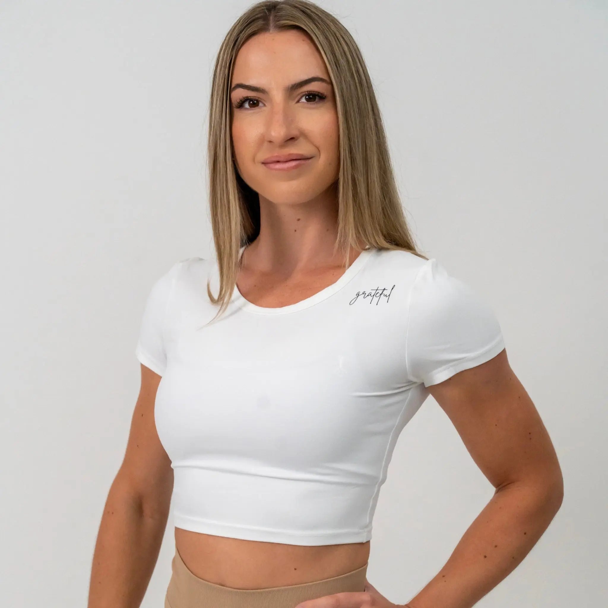 LYCRA FITTED CROP TEE MYB Apparel