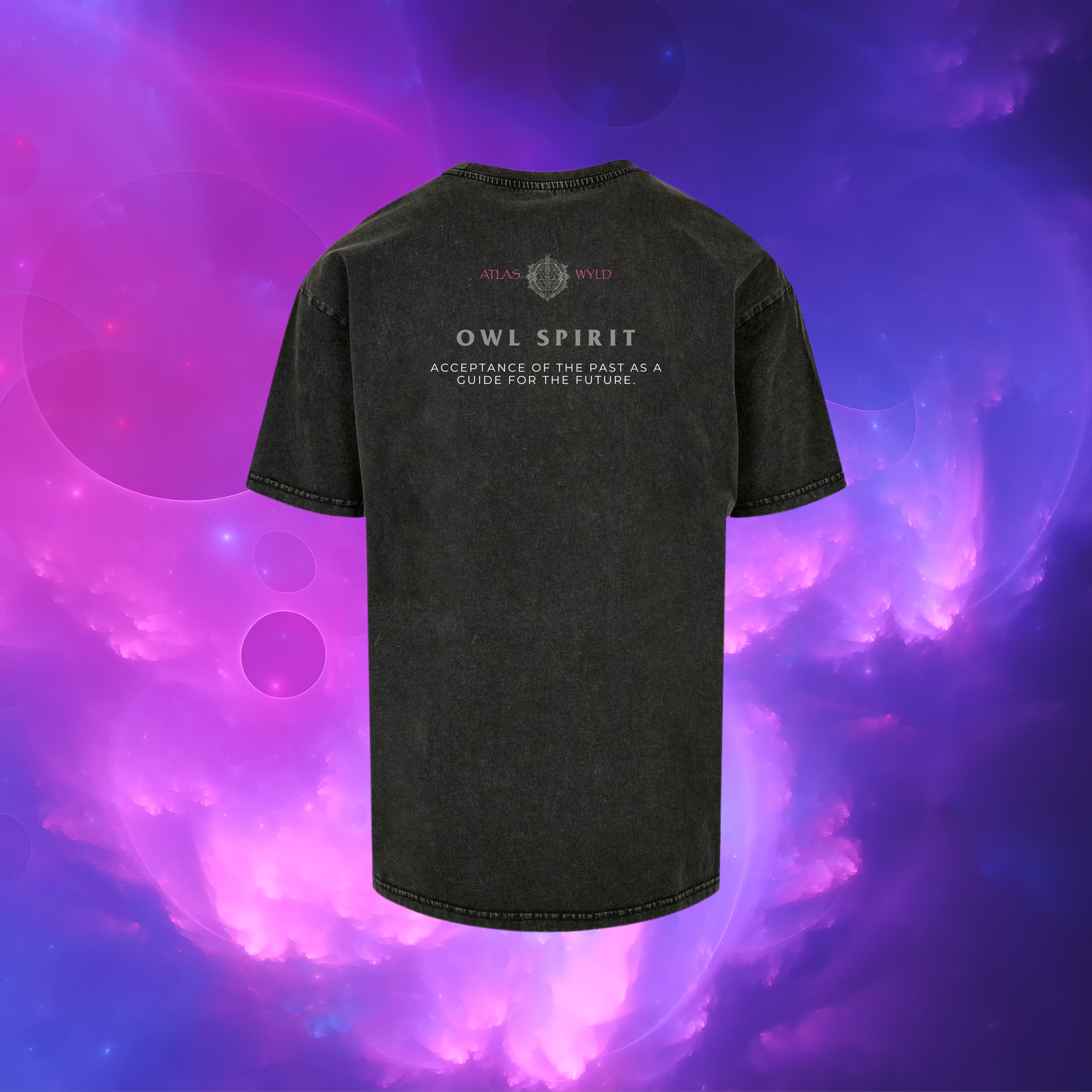 Signature "Owl Spirit" Acid Wash Oversized Tee - Atlas Wyld Collection