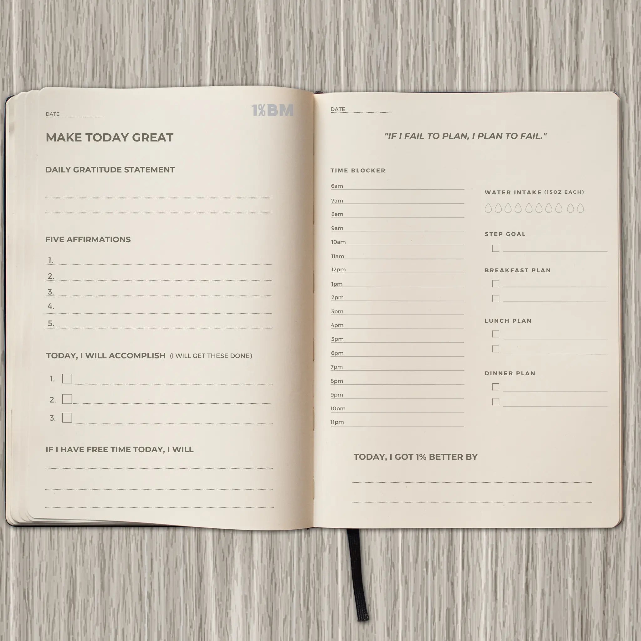 Productivity planner that lays the foundations of your health daily